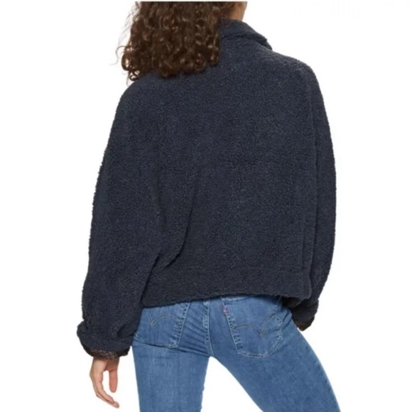 Free People Izzy Wrap Blue Teddy Button Jacket XSmall NWT - Picture 7 of 12